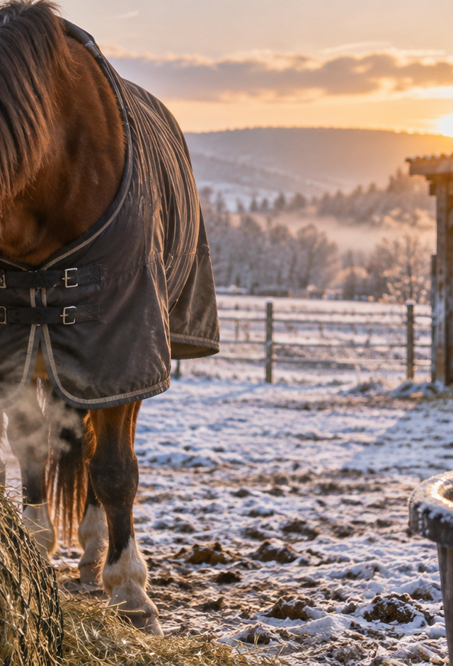 Illustration : Nourrir son cheval en hiver : adapter l'alimentation au froid