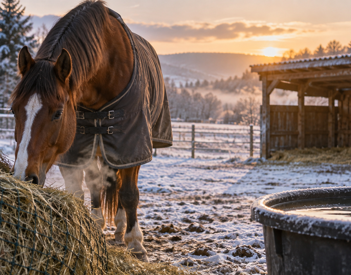 Illustration : Nourrir son cheval en hiver : adapter l'alimentation au froid