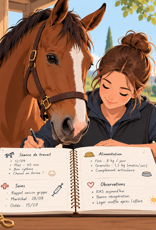 Illustration : Carnet de bord du cheval : pourquoi et comment le tenir