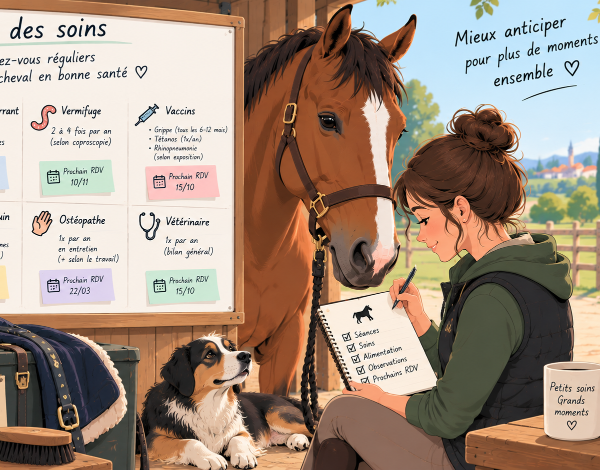 Illustration : Suivi des soins du cheval : le calendrier à connaître